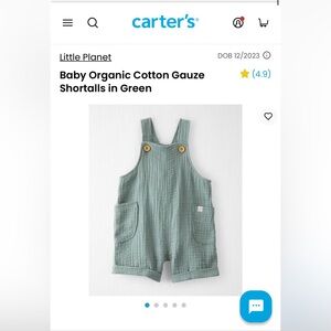 Organic Cotton Green Gauze Shortalls